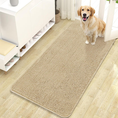 OLANLY Dog Door Mat for Muddy Paws 47x24, Absorbs Moisture and Dirt, Absorbent Non-Slip Washable