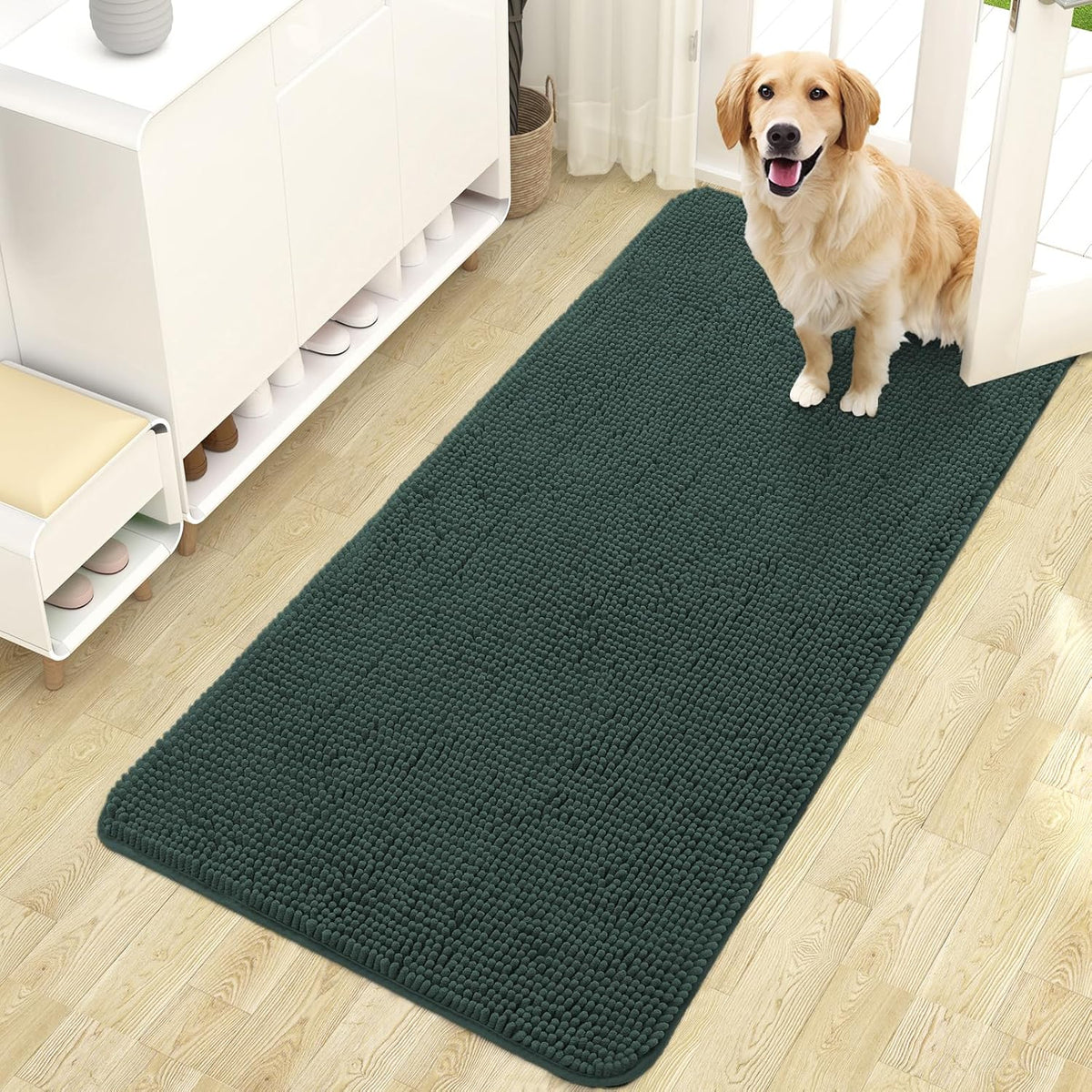 OLANLY Dog Door Mat for Muddy Paws 47x24, Absorbs Moisture and Dirt, Absorbent Non-Slip Washable
