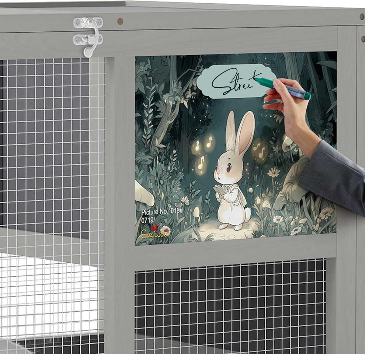 COZIWOW Fashionable Wood 36In Rabbit Hutch Indoor on Wheels Bunny Cage Outdoor Rabbit Cage with