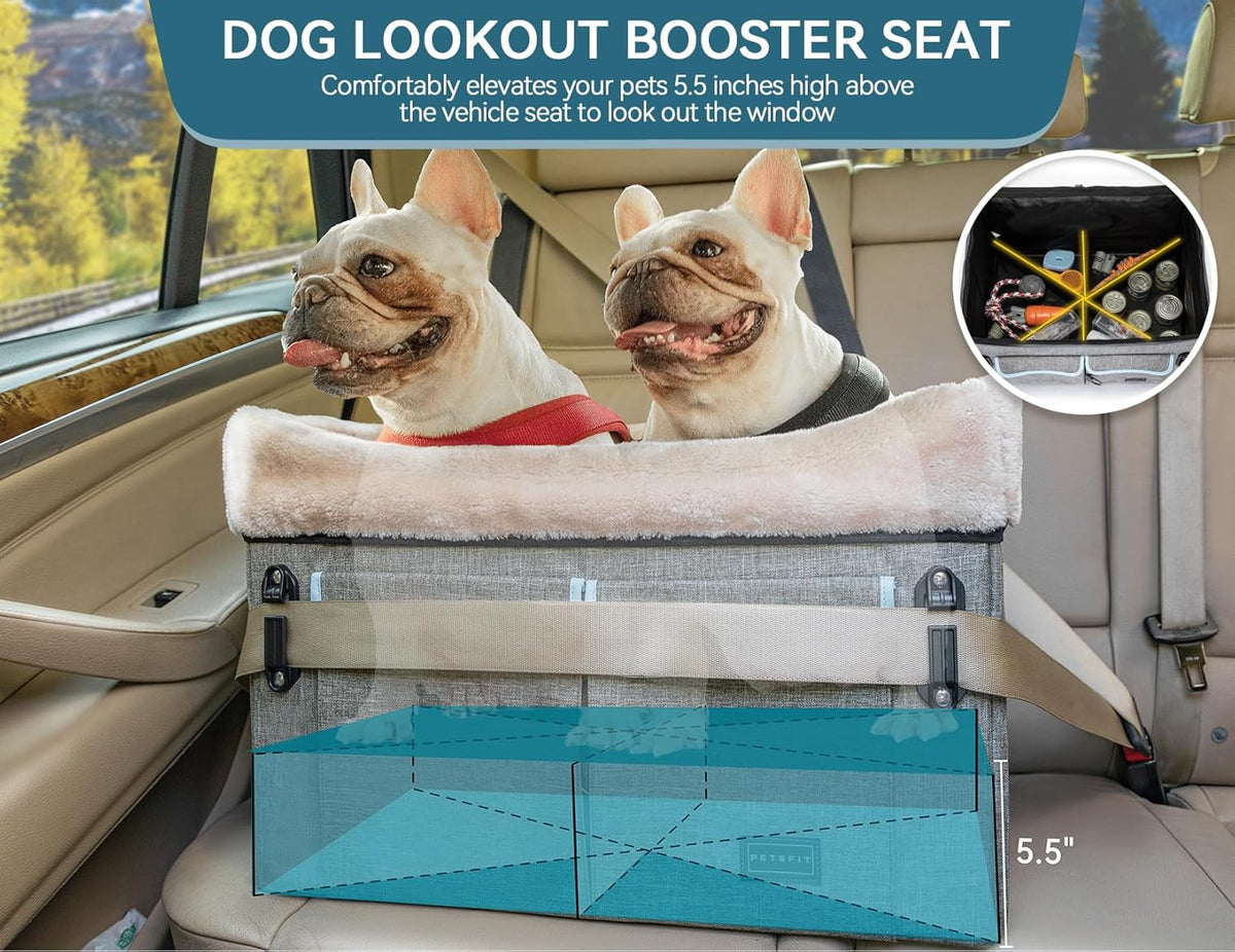 Petsfit Dog Car Seat Medium Sized Dog or 2 Small Dogs with Patent Buckles, Washable Pad, Dog