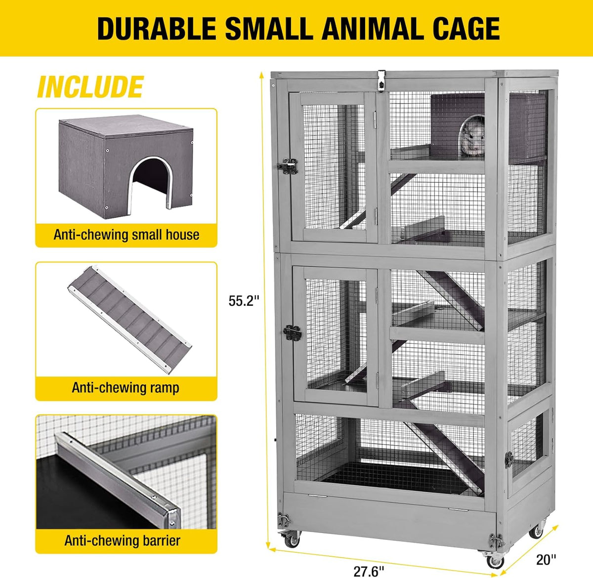 Aivituvin Ferret Cage Chinchilla Cage for Rat,Lizard,Squirrel, Chameleon,Gerbils and Other Small