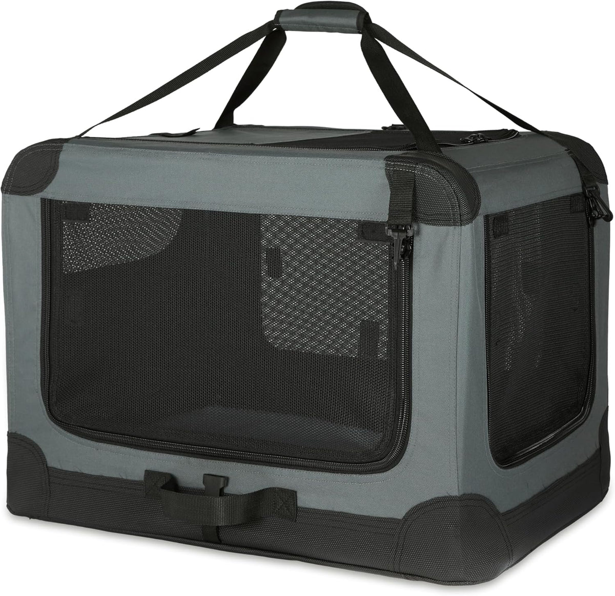 Amazon Basics 4-Doors Portable Soft-Sided Folding Travel Crate Kennel for cat, Dog, and Other Small