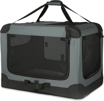 Amazon Basics 4-Doors Portable Soft-Sided Folding Travel Crate Kennel for cat, Dog, and Other Small