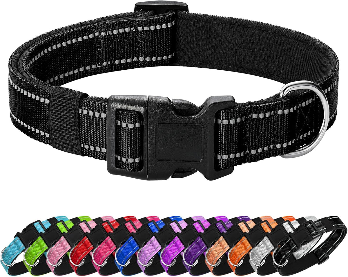Reflective Dog Collar Padded with Soft Neoprene Breathable Quick Release Basic Dog Collars for