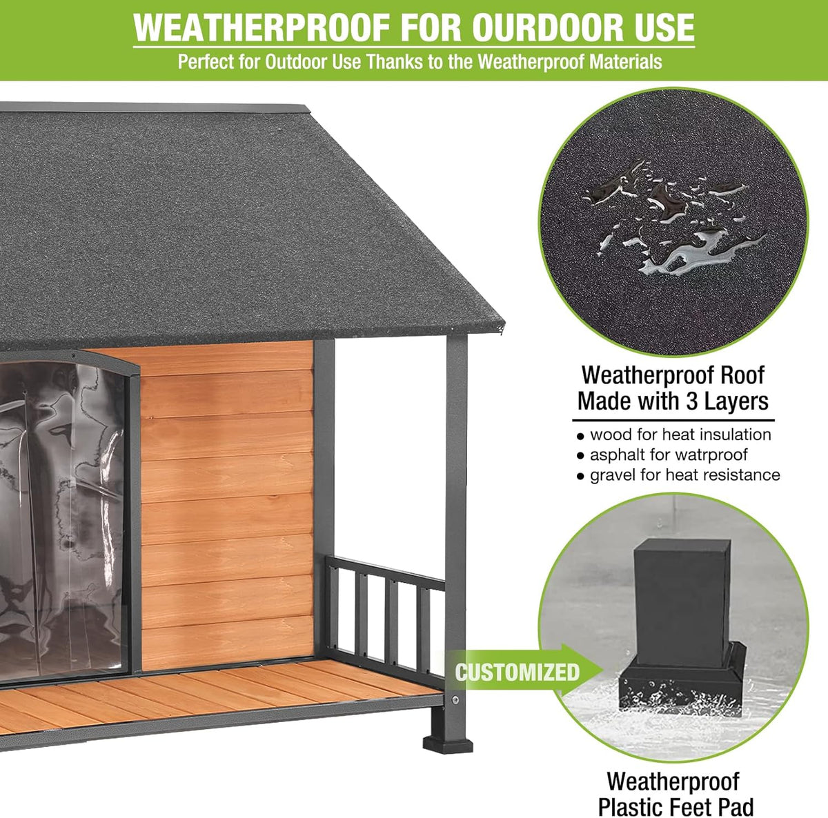 Gutinneen Large Dog House Outdoor Dog Kennel with All-Around Iron Frame Dog Cage Perfect for Small