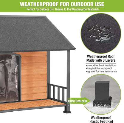 Gutinneen Large Dog House Outdoor Dog Kennel with All-Around Iron Frame Dog Cage Perfect for Small