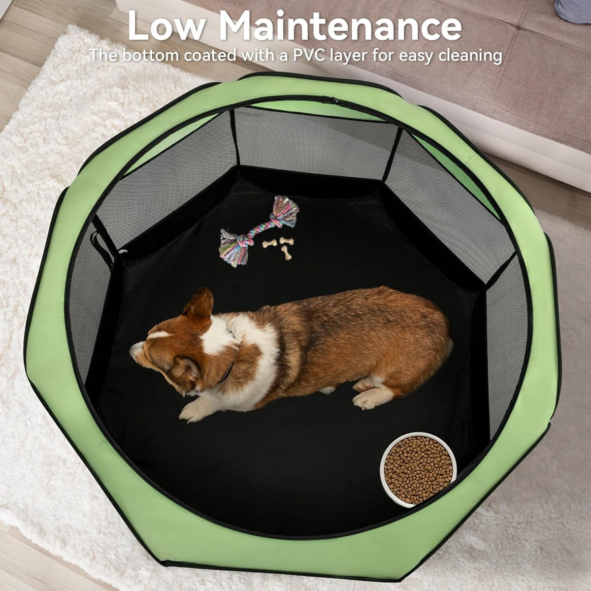 A4Pet Portable Pet Playpen, 49” Pop Up Dog Playpen with Bowl, Suitable for Puppies, Kittens, and