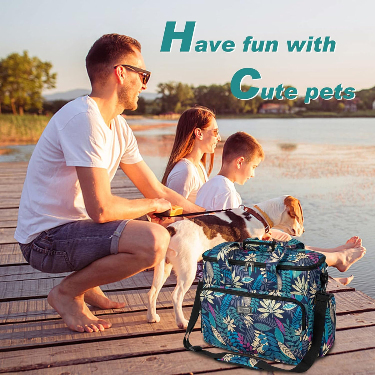 BAGLHER Dog Travel Bag, Pet Travel Bag (ALL Pet Travel Supplies), With 2 Pet Food Containers and 2