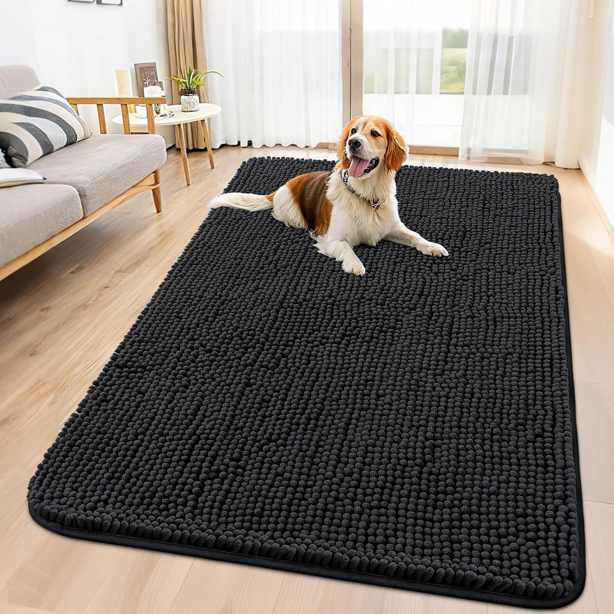 Smiry Dog Door Mat for Muddy Paws 59x35, Absorbs Moisture and Dirt Doormat, Non-Slip Washable Quick