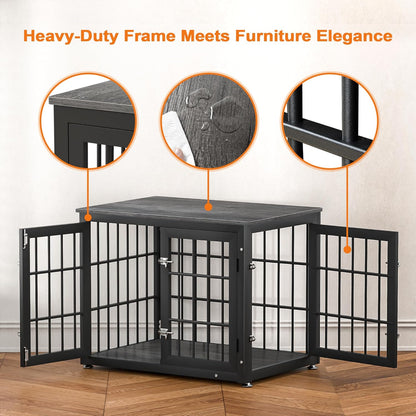 32 Inch Heavy Duty Dog Crate Furniture for Medium and Small Dogs, Decorative Pet House End Table