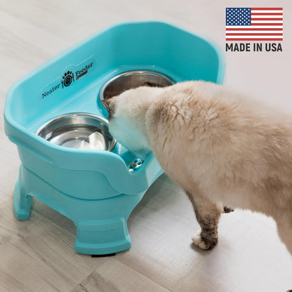 Neater Feeder Deluxe Mess Proof Cat Bowls Elevated for All Breeds – Made in USA – No Spill Raised