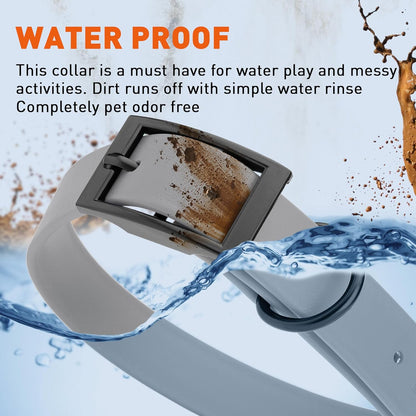 Dogline Biothane Waterproof Dog Collar Strong Coated Nylon Webbing with Black Hardware Odor- Proof