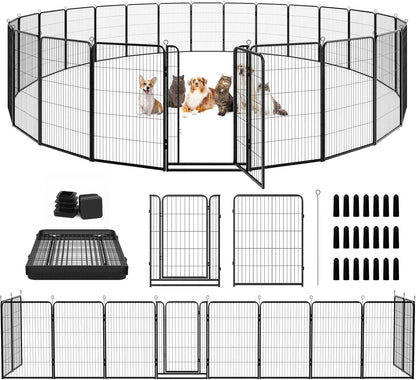 Dog Playpen Outdoor Extra Wide 24 Panels Heavy Duty Dog Fence 47" Height Anti-Rust with Doors