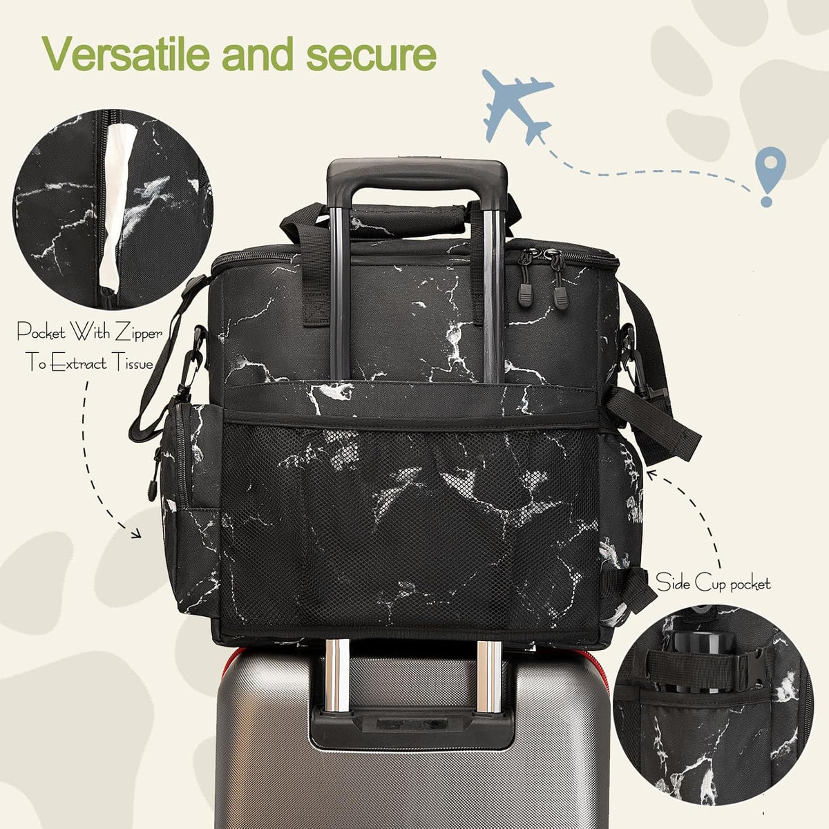 Dog Travel Bag,Weekend Pet Travel bag Set for Dog and Cat,Airline Approved Tote Multi-Function Dog