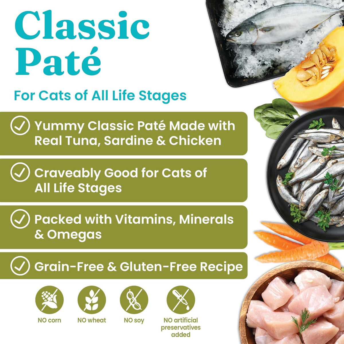 Solid Gold Wet Cat Food Pate - Healthy Canned Cat Food Pate w/Real Tuna & Sardine, Omega Fatty