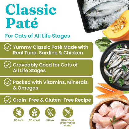 Solid Gold Wet Cat Food Pate - Healthy Canned Cat Food Pate w/Real Tuna & Sardine, Omega Fatty