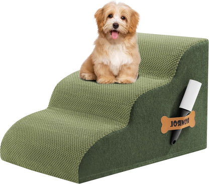 Romrol Dog Stairs Ramp for High Beds Couches, High Density Foam Pet Steps with Durable Non-Slip