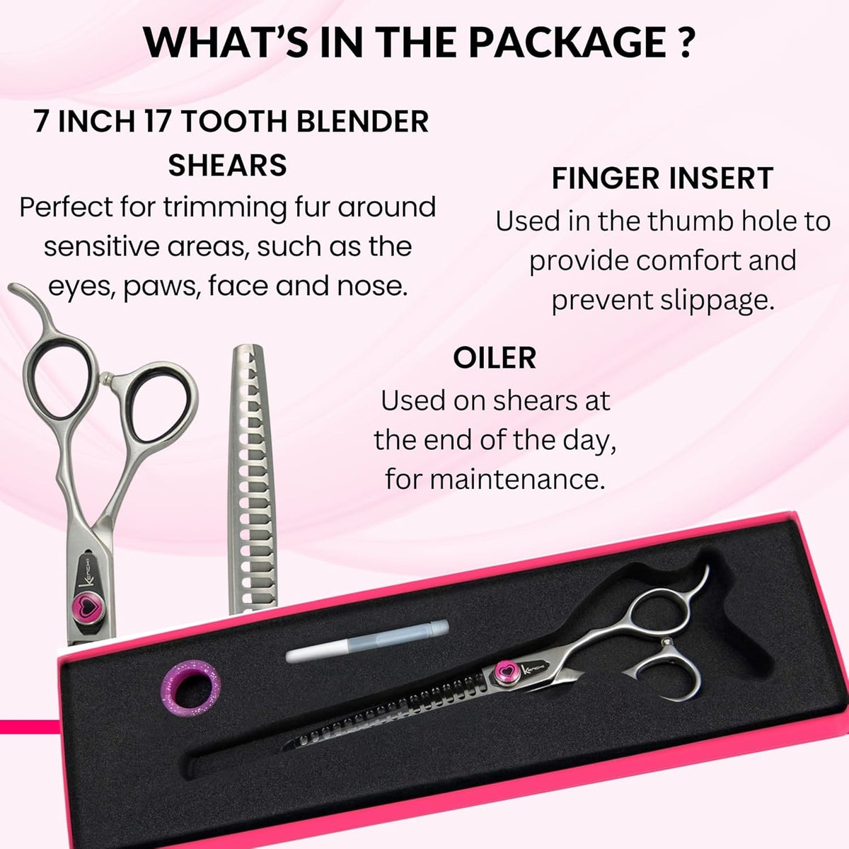 Kenchii Love Dog Grooming Scissors, 17 Tooth Thinning Shears, Dog Scissors for Grooming