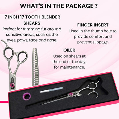 Kenchii Love Dog Grooming Scissors, 17 Tooth Thinning Shears, Dog Scissors for Grooming