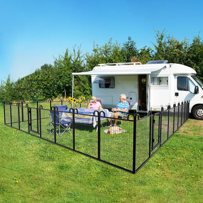 Dog Playpen Outdoor 24 Panels Heavy Duty Dog Fence 40" Height Anti-Rust with Doors Portable for RV