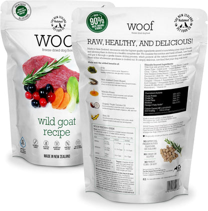 WOOF Freeze Dried Dog Food - Wild Goat Recipe, High Protein Dog Treats, Natural Dog Food Topper or