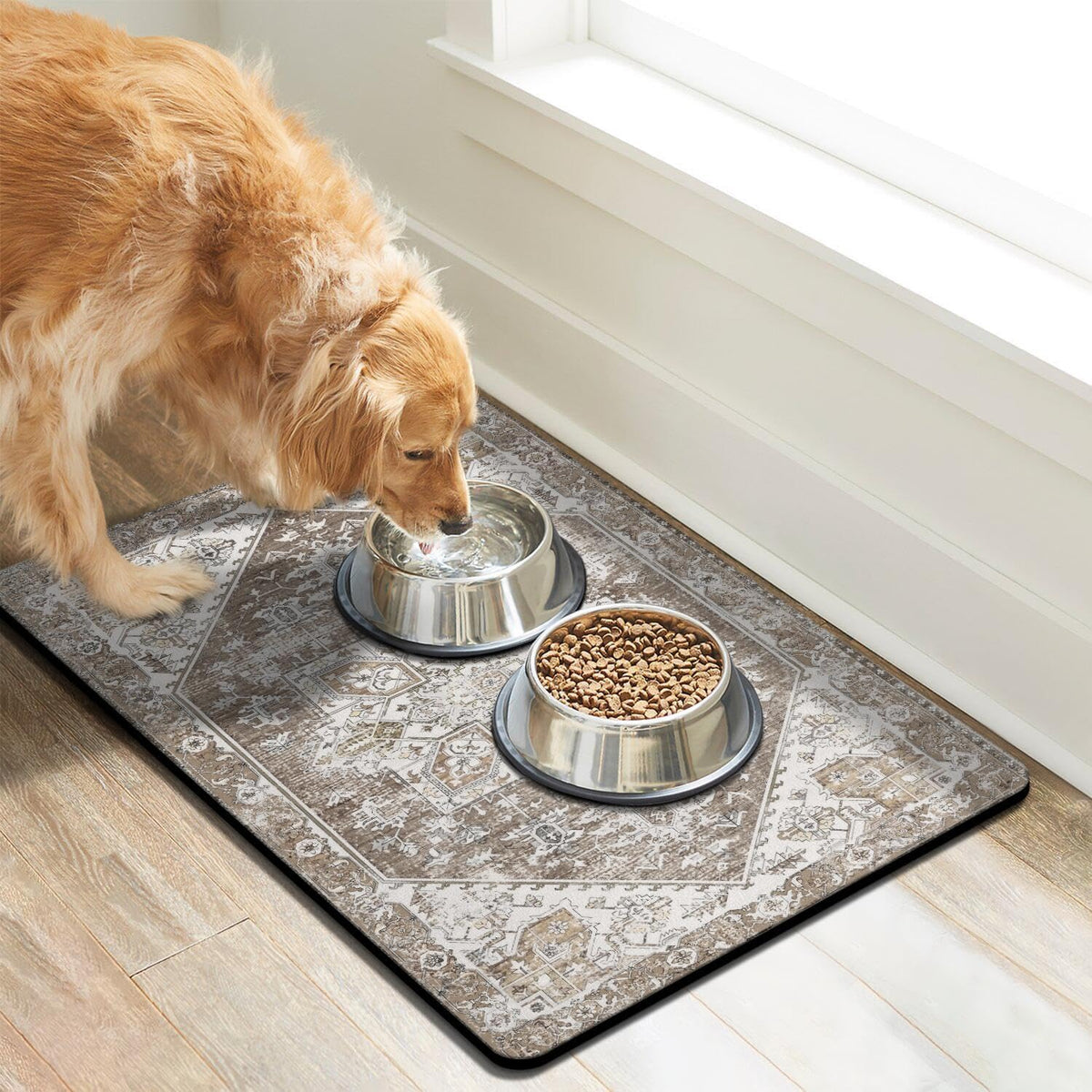 Dog Food Mats for Floors, Absorbent Dog Bowl Mat for Food and Water Dispenser Mat, Quick Dry Cat