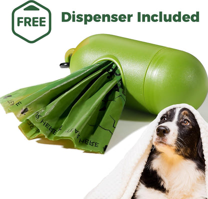 Biodegradable Dog Poop Bags 150 Count 10 Rolls with Dispenser, Thicken and Leak Proof Poop Bag
