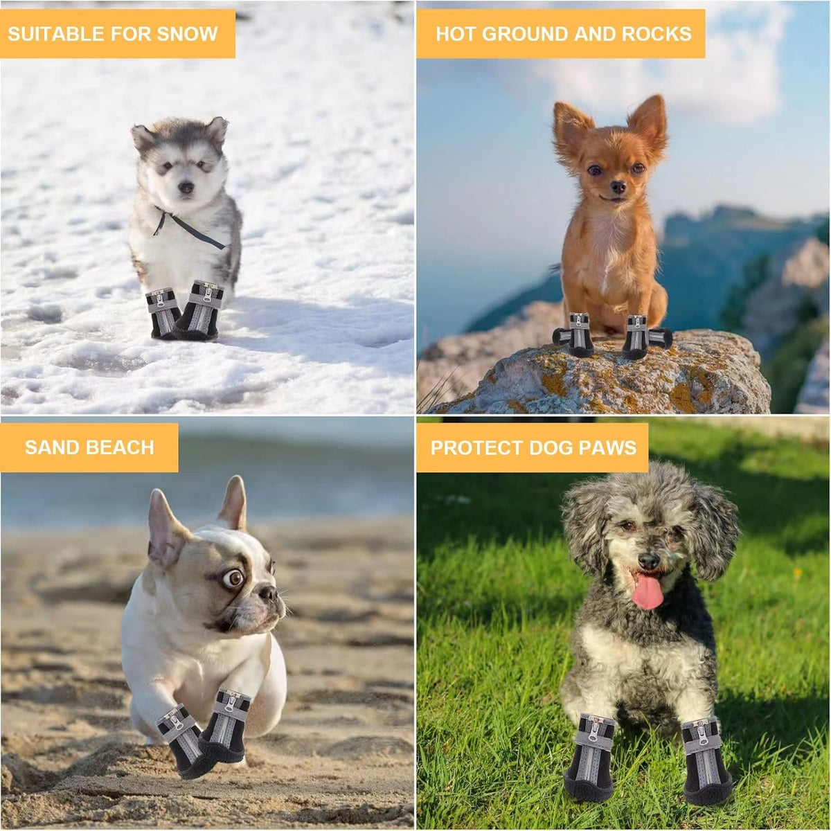 Dog Shoes for Small Dogs, Puppy Dog Boots & Paw Protector for Winter Snow Day, Summer Hot Pavement
