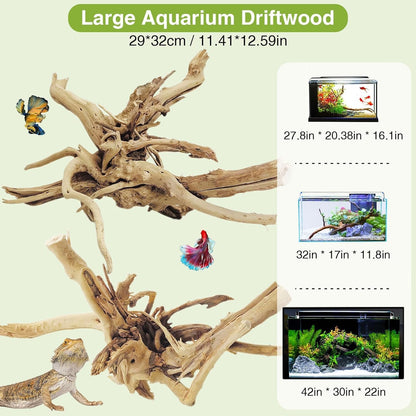Tfwadmx Natural Driftwood for Aquarium, 11-13 inch Reptile Branches Terrarium Wood Aquarium Trunk