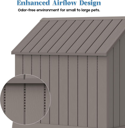 Large Dog House Outdoor Indoor for Medium Large Dogs, Durable Plastic Waterproof Doghouse with Air