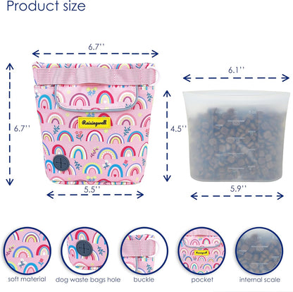 Dog Treat Pouch for Pet Walking and Training with Clicker 2 Cup Silicone Bag Small Fanny Pack