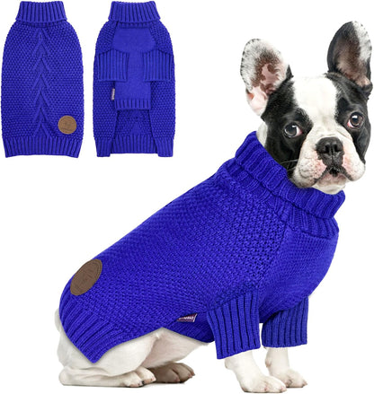 cyeollo Dog Sweater Pullover Turtleneck for Dogs, Classic Knitwear Fall Winter Cold Weather Doggie