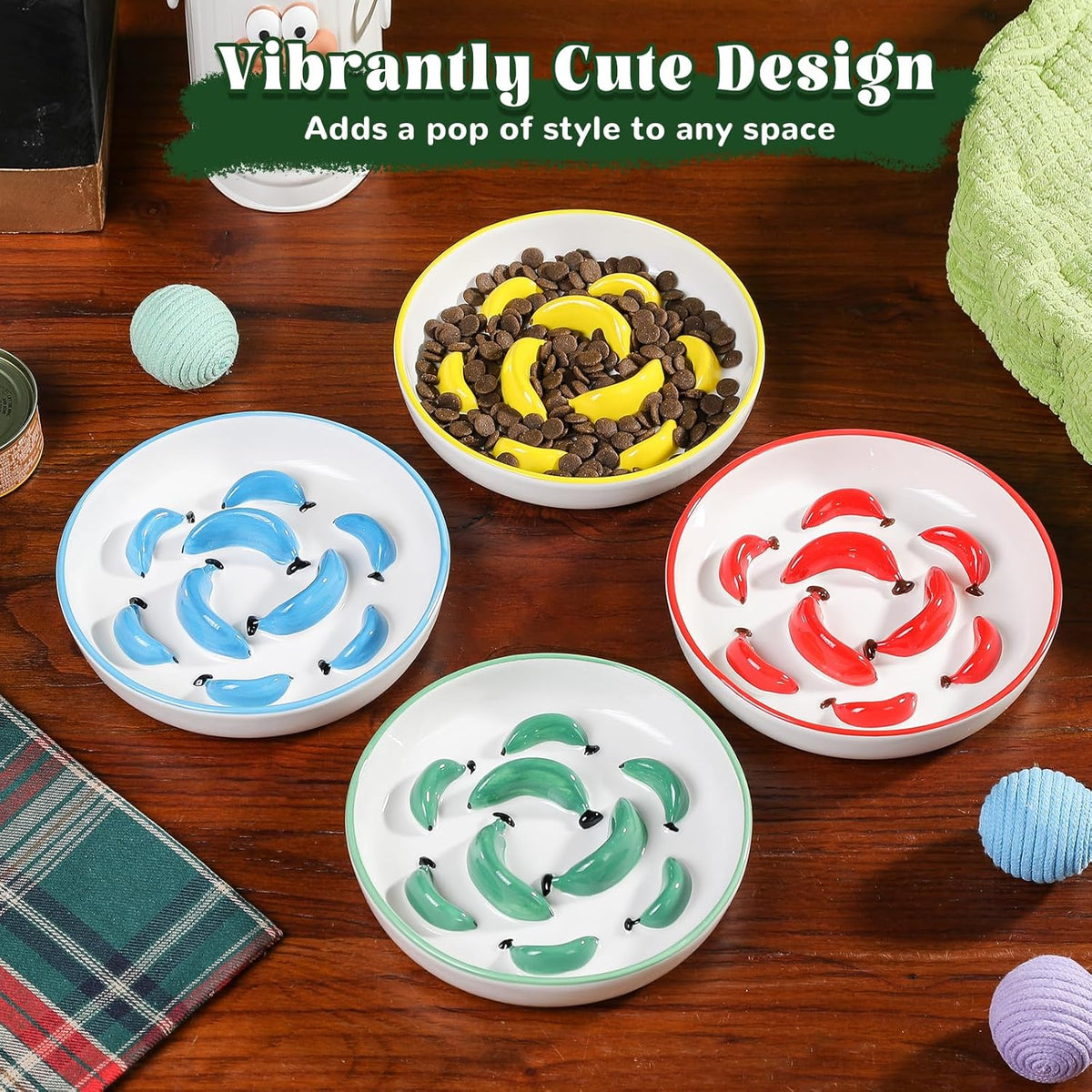 Ceramic Cat Slow Feeder Bowl - Vibrant Cat Feeding Bowl - Cute Maze Food Dish for Slow Eating