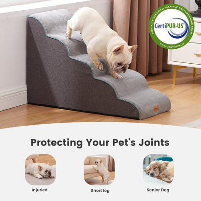 Gardner Pet Dog Stairs for Small Dogs 22.8" H, Curved 5-Step Pet Stairs, Dog Steps for High Bed