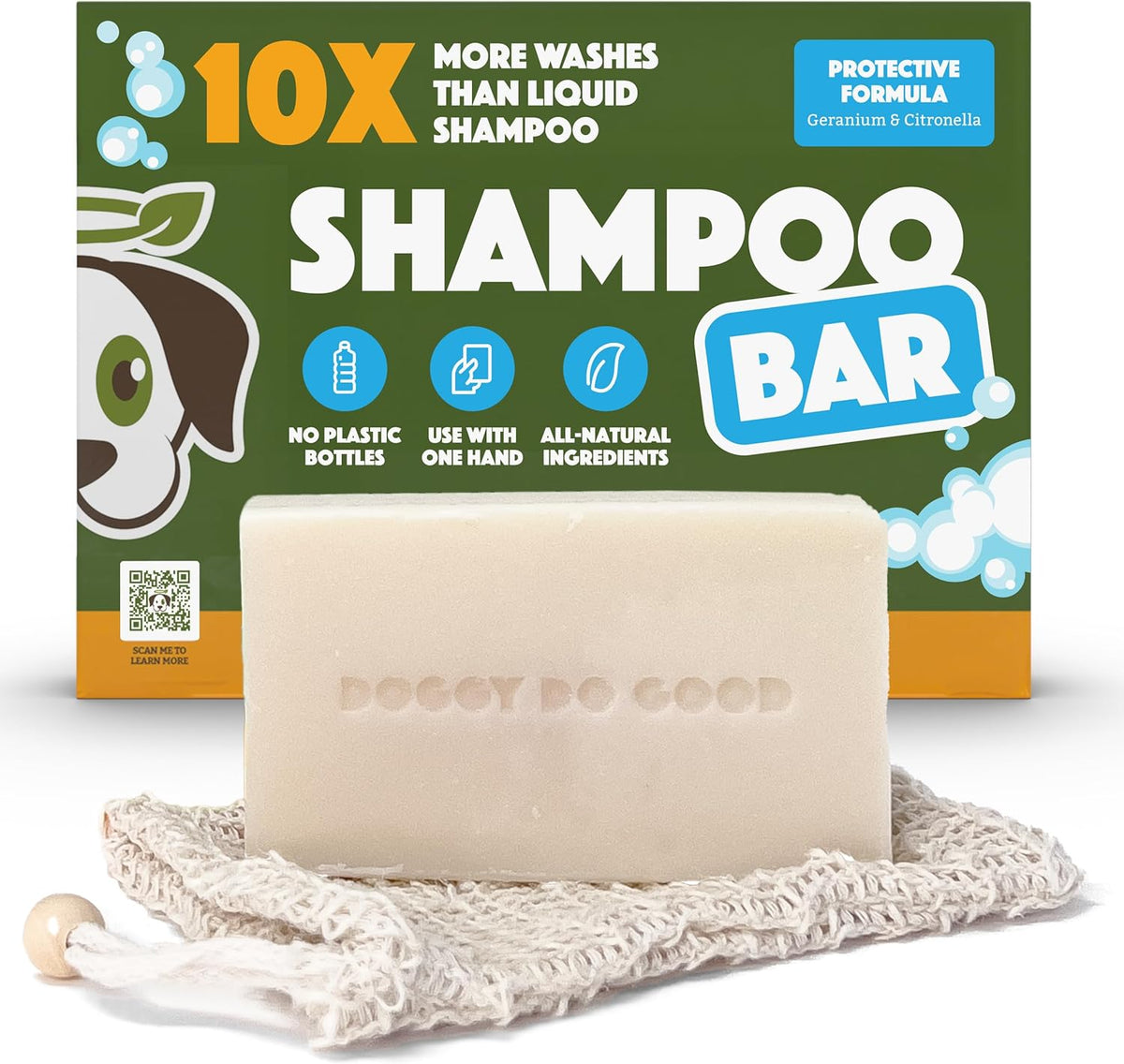 Doggy Do Good Deshedding Dog Shampoo Bar, Dog Soap Bar, Geranium & Citronella Shampoo for Dogs