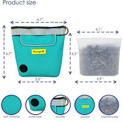 Dog Treat Pouch for Pet Walking and Training with Clicker 2 Cup Silicone Bag Small Fanny Pack