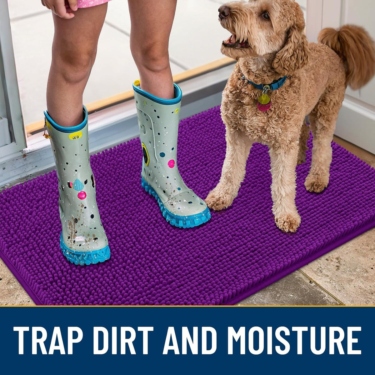 Smiry Dog Door Mat for Muddy Paws 24x16, Absorbs Moisture and Dirt Doormat, Non-Slip Washable Quick