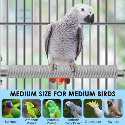 KATUMO Parrot Perch - Stainless Steel African Grey Perch Bird Cage Accessories for Small to Large