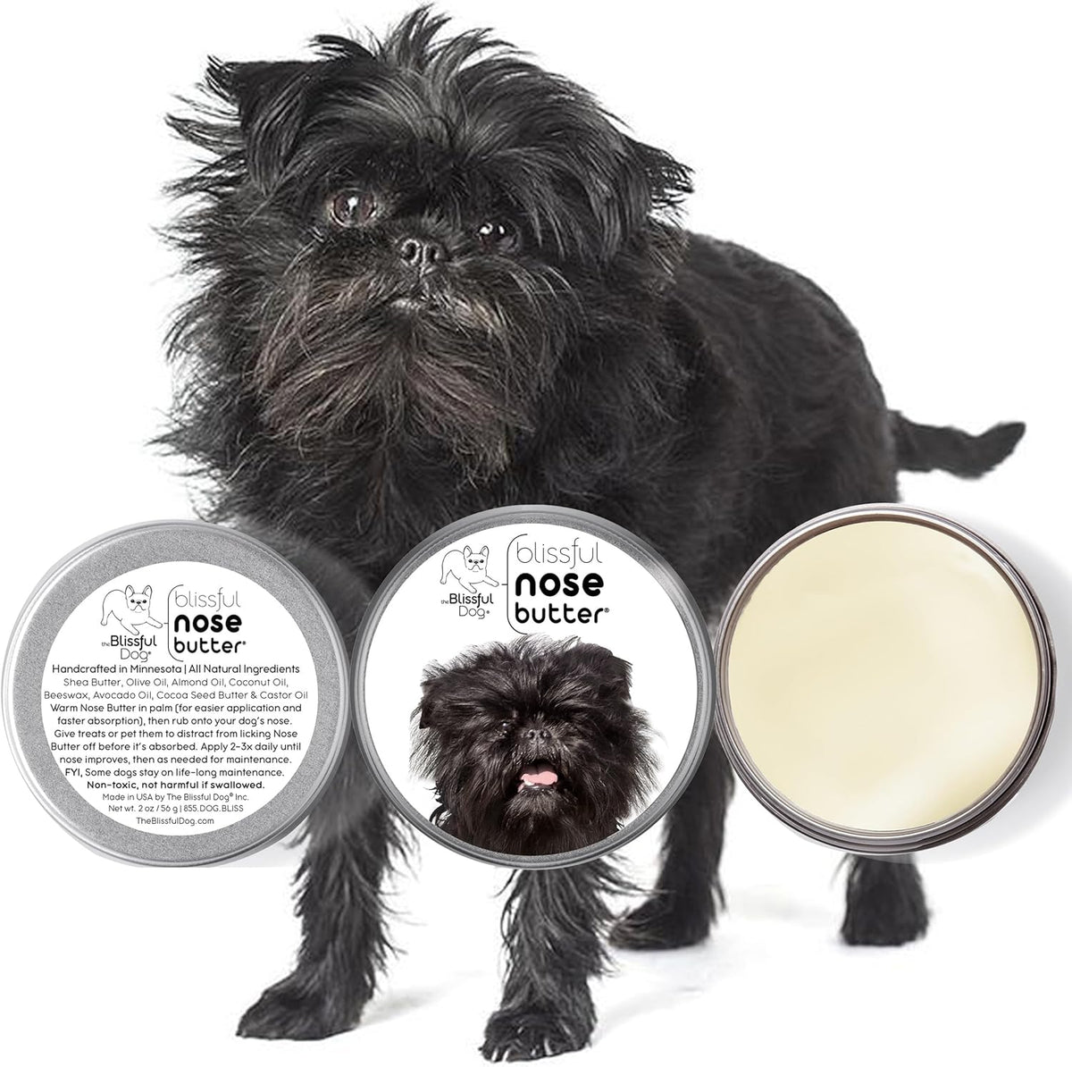 The Blissful Dog Affenpinscher Nose Butter for Dry, Cracked Skin, Lick-Safe Dog Nose Balm with