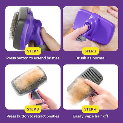 Hertzko Self Cleaning Slicker Brush for Dogs and Cats - Pet Hair Brush for Shedding Long and Short