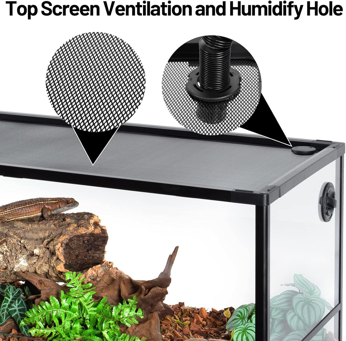 67 Gallon Reptile Tank, Glass Reptiles Terrarium 48" x 18" x 18", Sliding Door, Top Ventilation