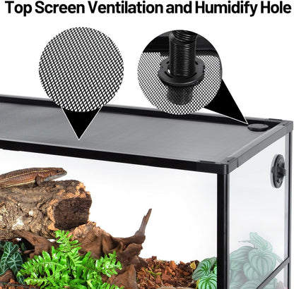 67 Gallon Reptile Tank, Glass Reptiles Terrarium 48" x 18" x 18", Sliding Door, Top Ventilation