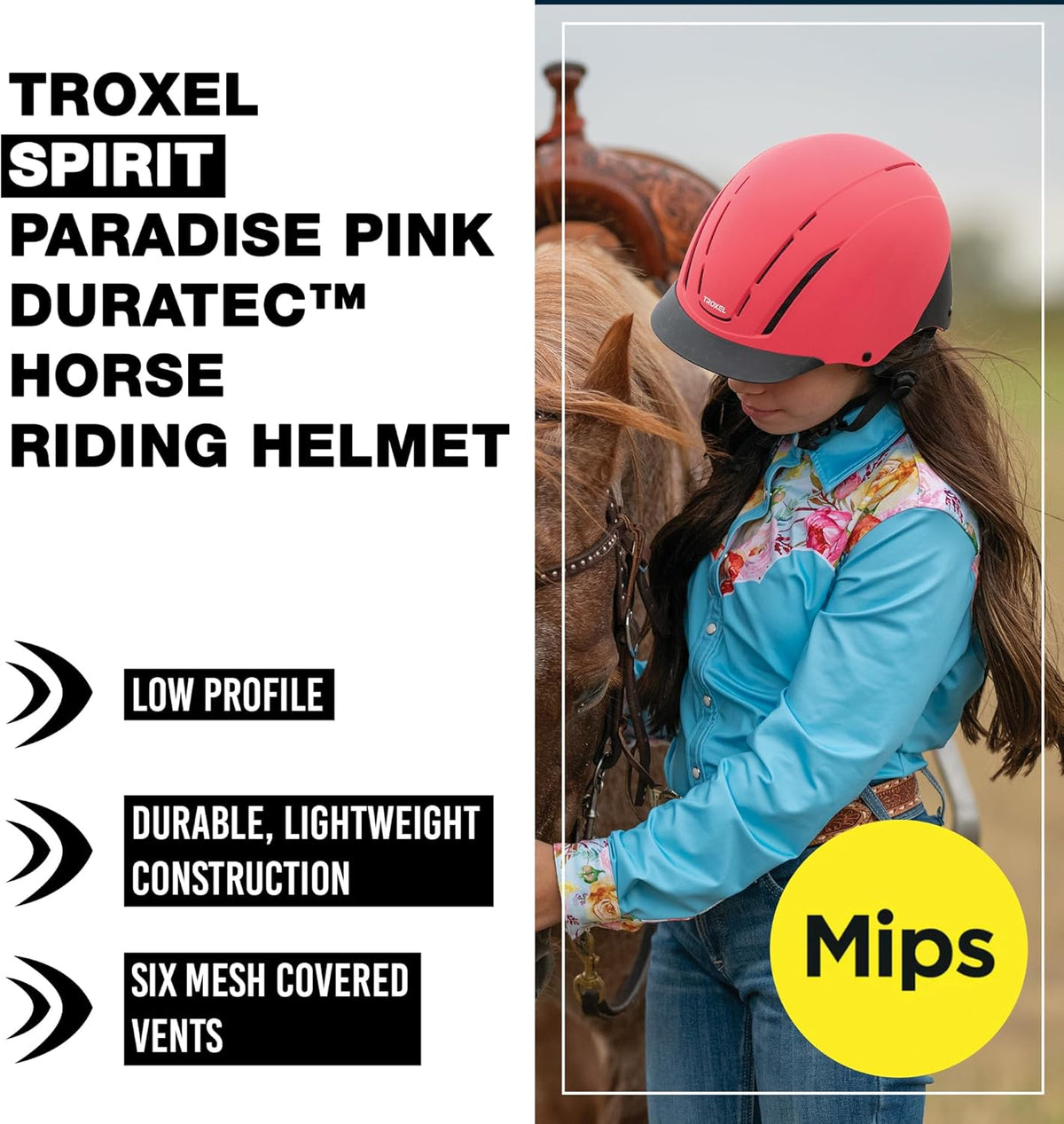 Troxel Spirit MIPS Technology Full Coverage Horse Riding Helmet, Horseback Riding Gear for