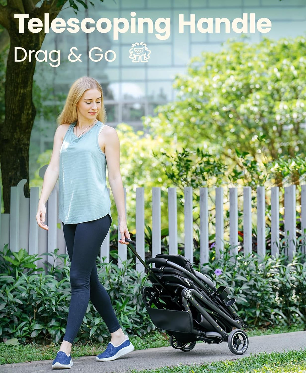 4 Wheels Pet Stroller, Dog Stroller for Small/Medium Dogs and Cats up to 33 lbs, One-Click Fold &