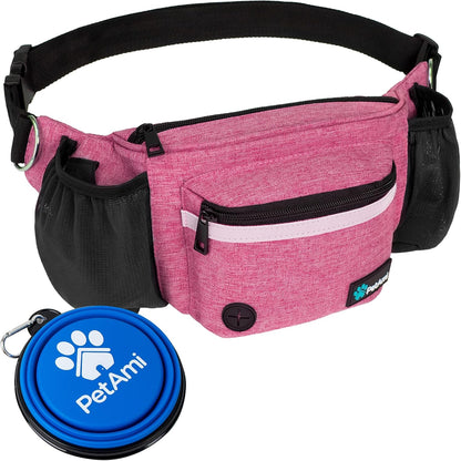 PetAmi Dog Fanny Pack, Treat Pouch for Dog Walking, Training, Built in Poop Bag Dispenser, Water