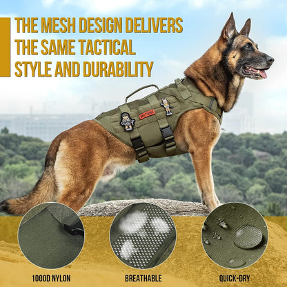 OneTigris No Pull Tactical Dog Harness for Large Dogs, Aire Mesh Harness Breathable Military Dog