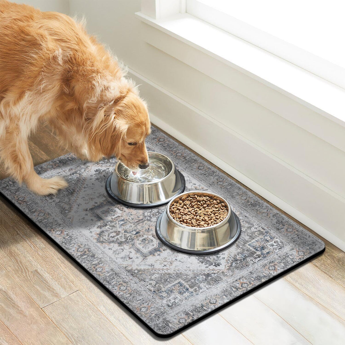Dog Food Mats for Floors Absorbent, Pet Cat Food Mat - Non Slip Dog Bowl Mats for Food and Water