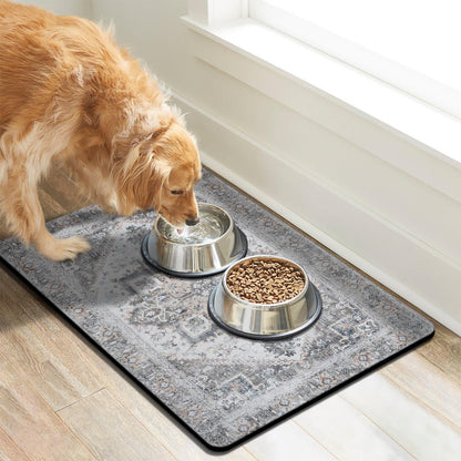 Dog Food Mats for Floors, Absorbent Dog Bowl Mat for Food and Water Dispenser Mat, Quick Dry Cat