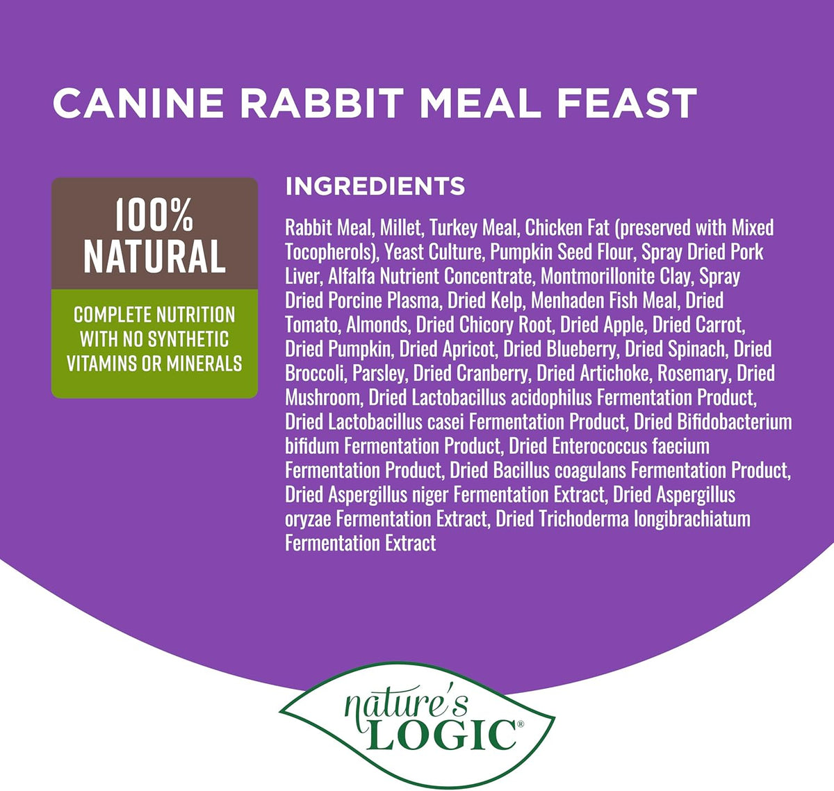 NATURE'S LOGIC Dry Dog Food - 100% Natural - No Synthetics - for All Ages, Sizes, Breeds - Free