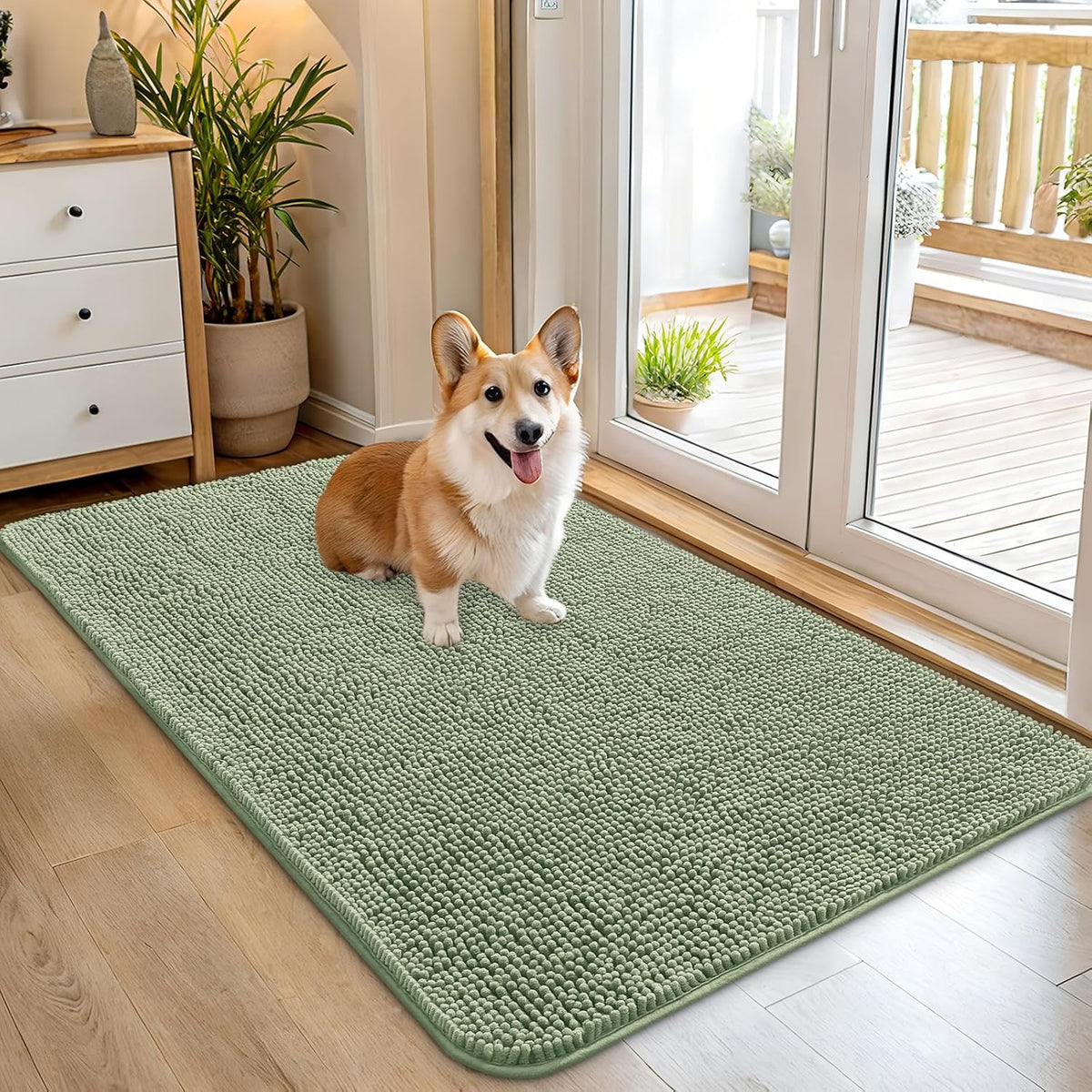 OLANLY Dog Door Mat for Muddy Paws 45x27, Absorbs Moisture and Dirt, Absorbent Non-Slip Washable